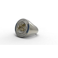 10K White Gold Championship Style Ring, Custom Design